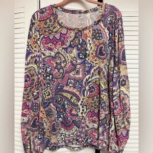 Talbots Multicolor Paisley Top